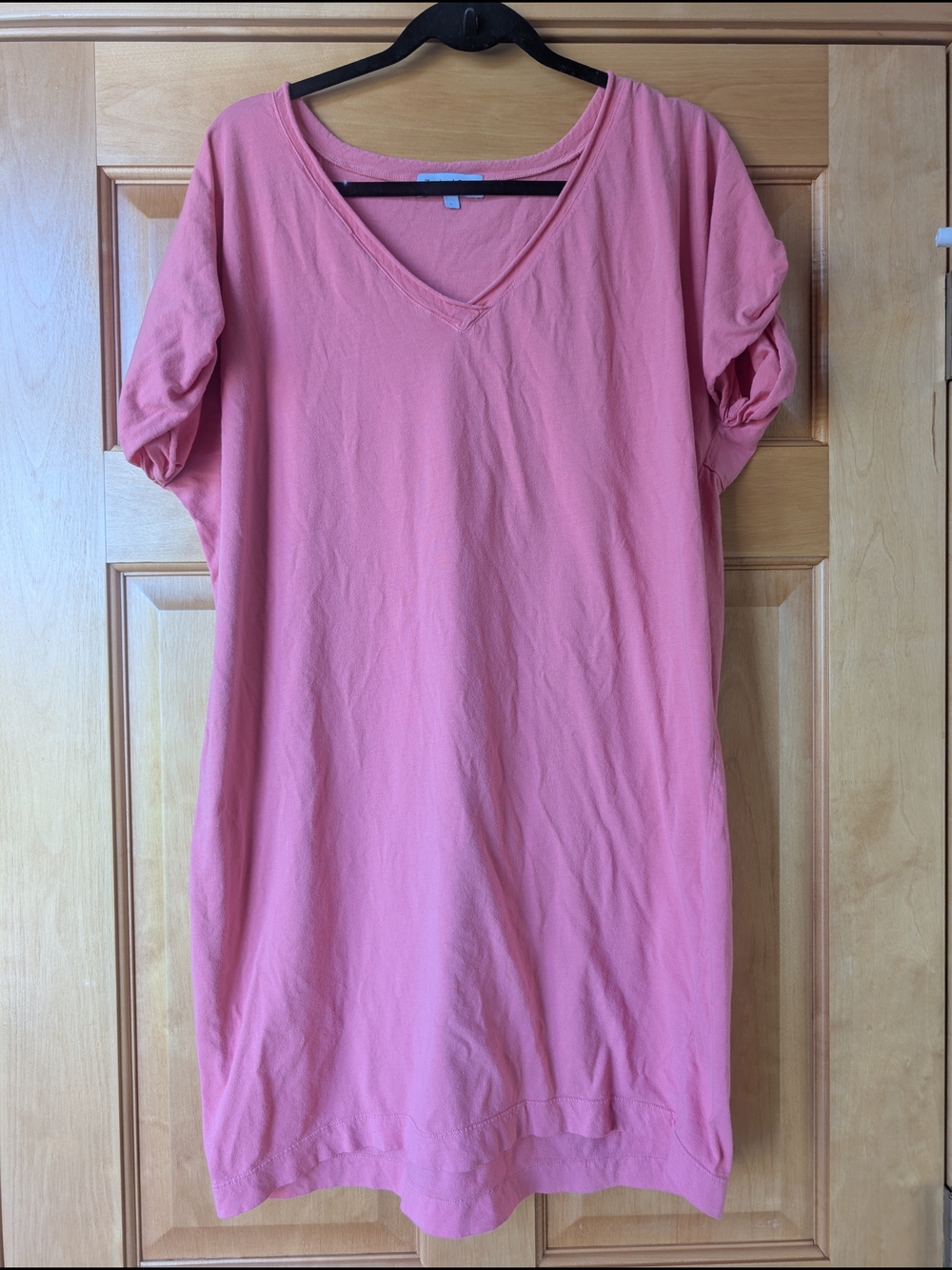 Michael Stars Coral Pink V-Neck Short Sleeve Mini Dress